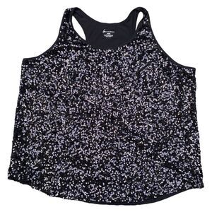 Lane Bryant sequin racerback tank top in black size 26/28 disco glam goth